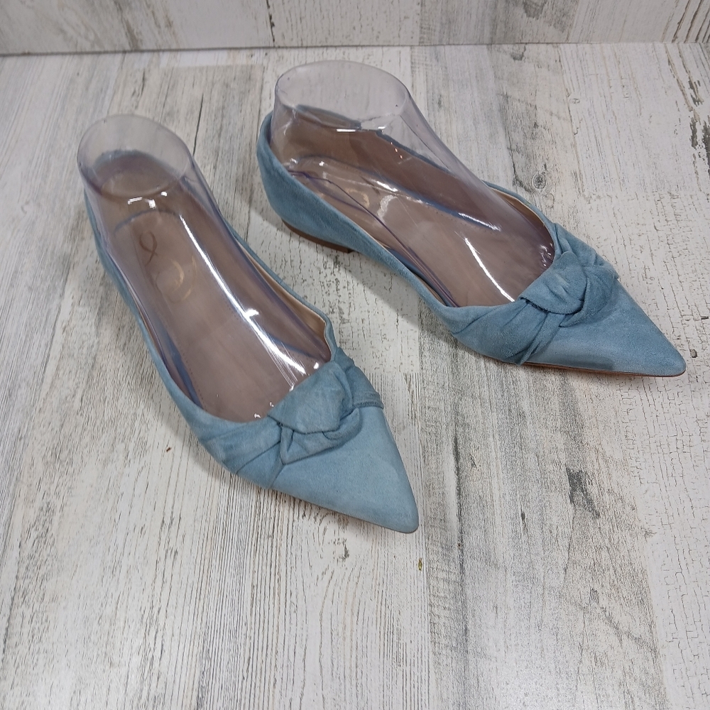 Sam Edelman Wheaton Pointed Toe Suede Bow Flats Pointed Toe Aspen Sky - Picture 5 of 8